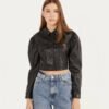 Cropped Faux Leather Jacket
